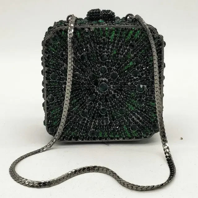 Crystal Minaudiere Clutch - Women's Bridal Evening Bag for Weddings & Galas Handbags The
