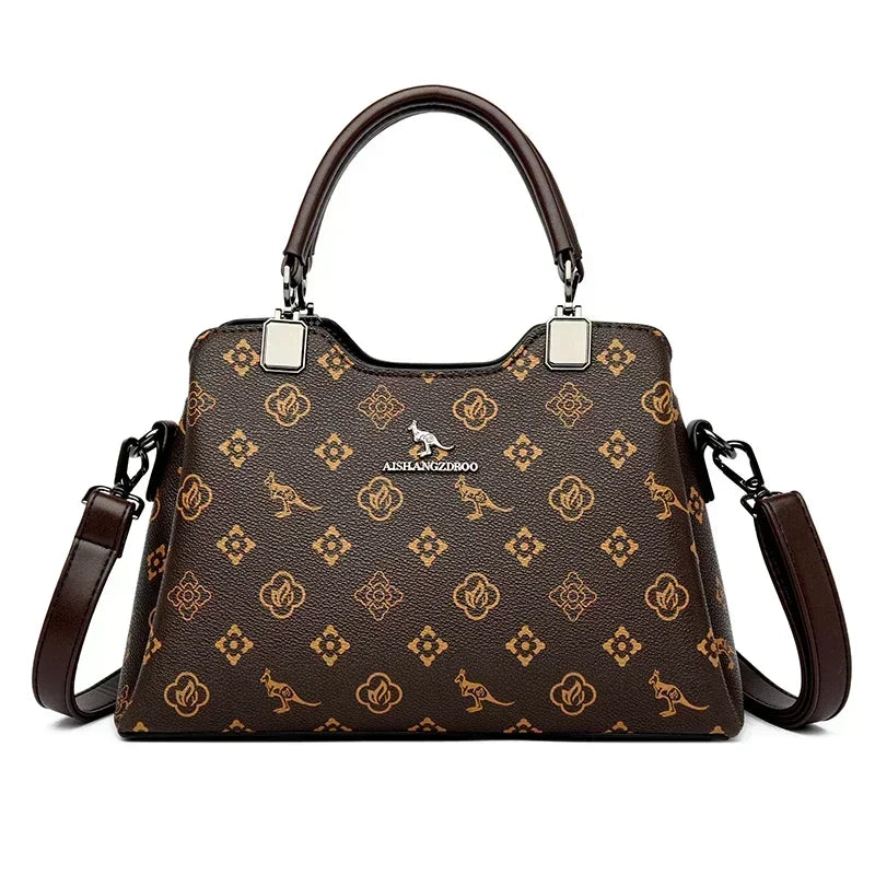 Printed Large-Capacity Tote Bag - Women's Soft Leather Shoulder & Crossbody Purse Handbags The