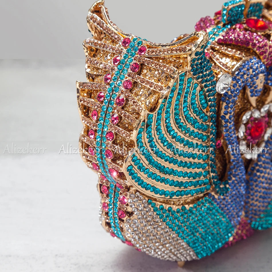 Swan Rhinestone Clutch - Women's Statement Evening Bag for Weddings & Parties Handbags The