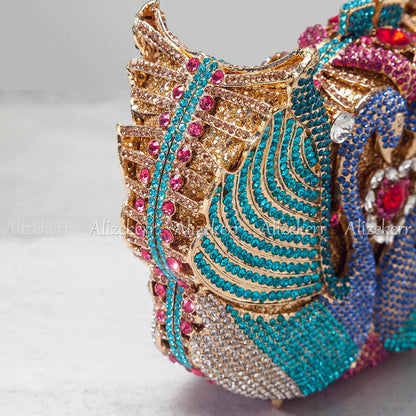 Swan Rhinestone Clutch - Women's Statement Evening Bag for Weddings & Parties Handbags The