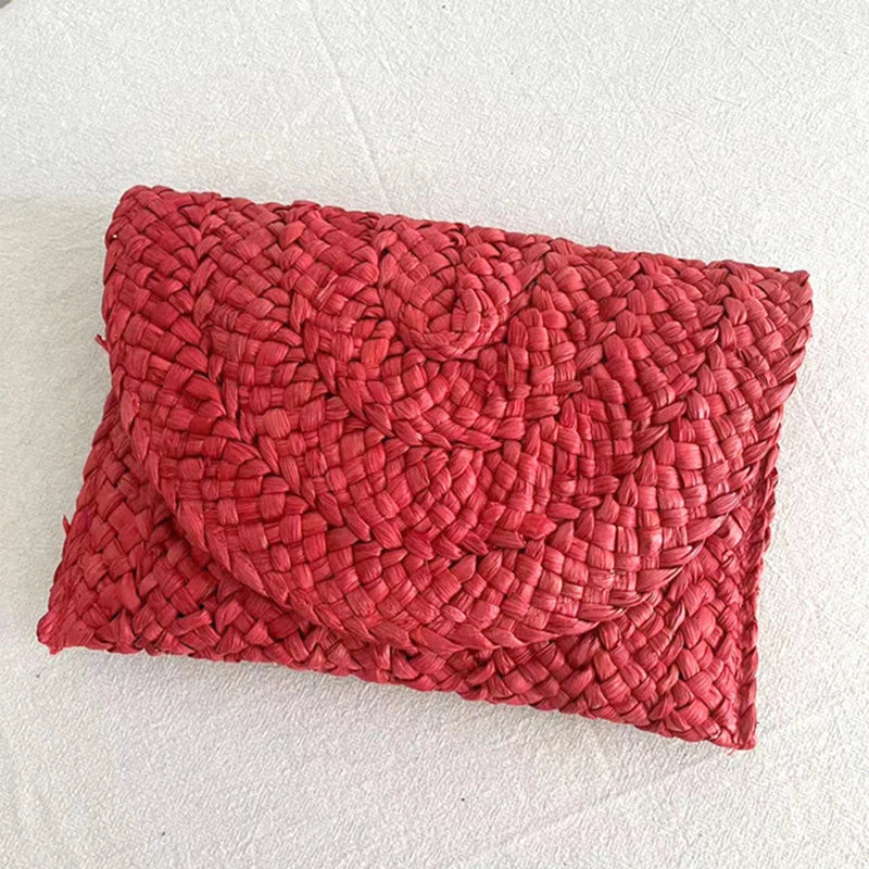 Straw Envelope Clutch - Women's Handmade Summer Purse for Beach & Vacation Handbags The