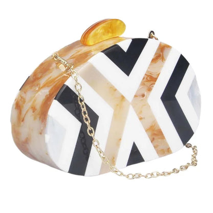 Pearl Acrylic Box Clutch - Women's Elegant Evening Bag with Chain Strap Handbags The
