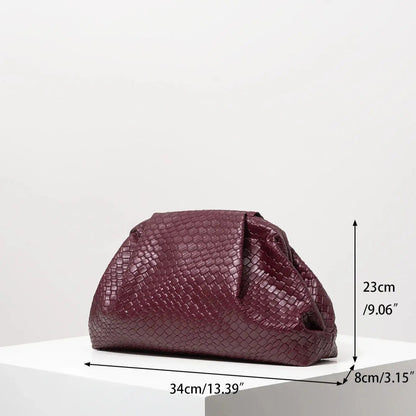 Woven Pattern Clutch - Women's Large-Capacity Burgundy Purse for Formal Looks Handbags The