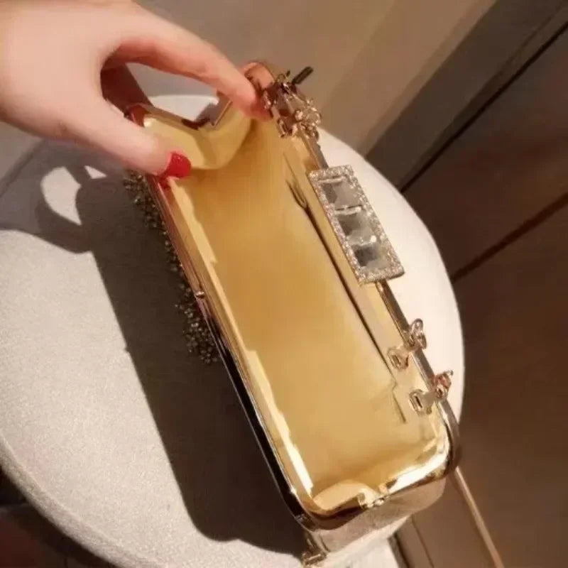 Diamond Minaudiere Clutch - Women's Luxury Evening Bag for Weddings & Banquets Handbags The