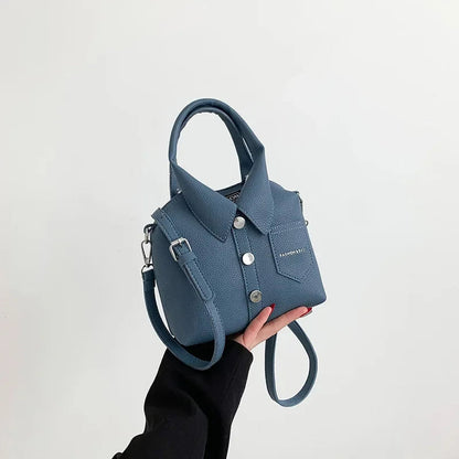 Compact Square Crossbody Bag - Women's PU Leather Zipper Shoulder Handbag Handbags The