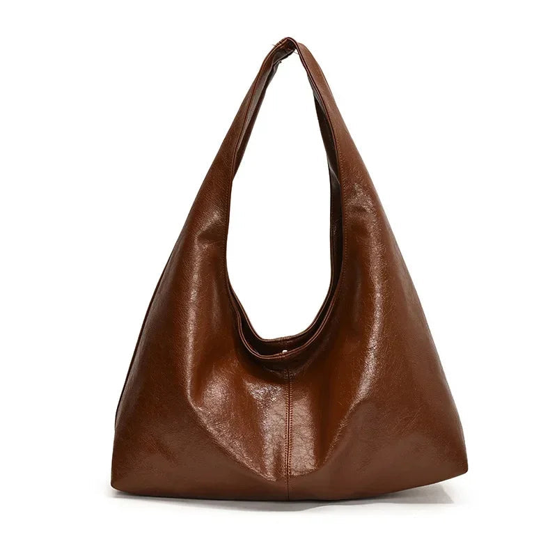 Oversized Hobo Shopper Bag - Women's Soft PU Leather Shoulder & Crossbody Tote Handbags The