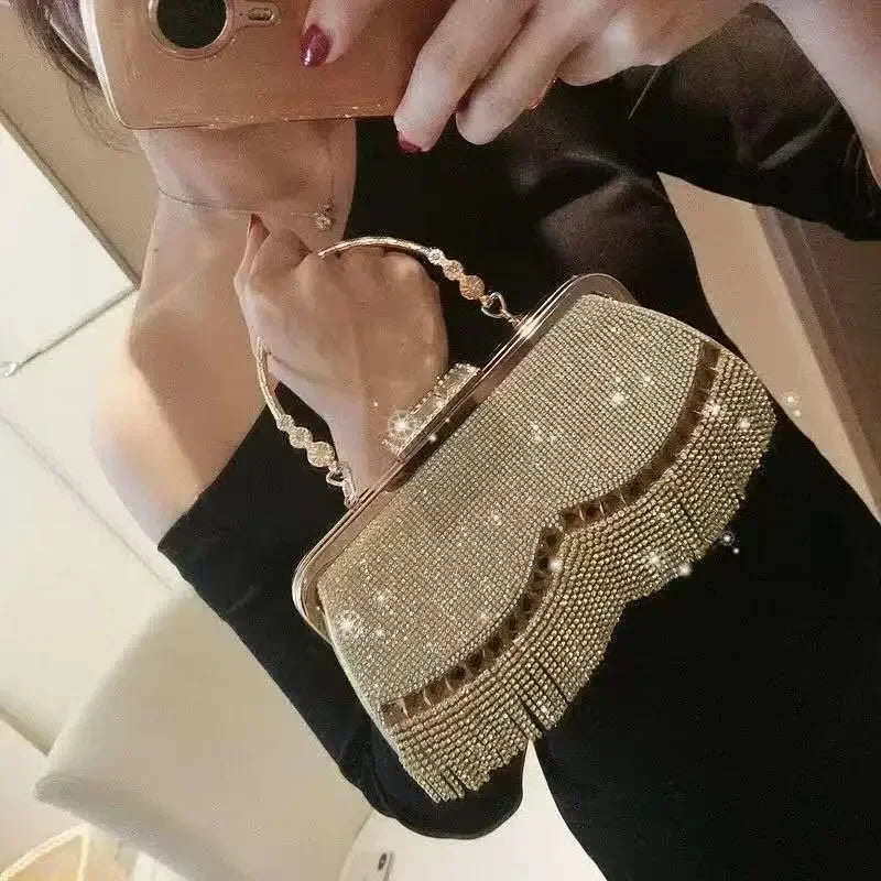 Diamond Minaudiere Clutch - Women's Luxury Evening Bag for Weddings & Banquets Handbags The