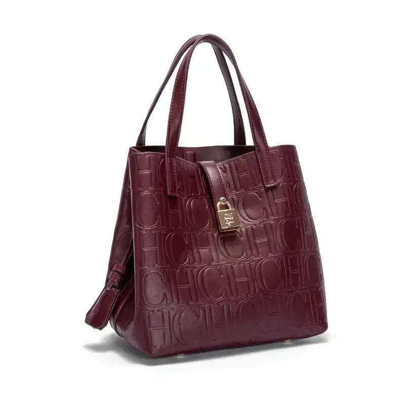 Embossed Crossbody Tote Bag - Women's Large-Capacity Letter Detail Handbag Handbags The