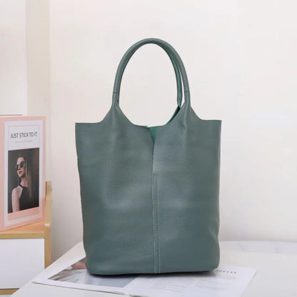 Genuine Leather Bucket Tote - Women's Commuter Shoulder Bag for Work & Weekends Handbags The