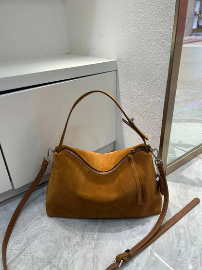 Suede Boston Tote - Women's Soft Crossbody Handbag for Autumn & Winter Handbags The
