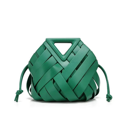 Woven Vegan Leather Tote - Women's Top Handle Crossbody Bag for Everyday Use Handbags The