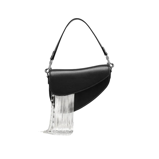 Tassel Saddle Bag - Women's Leather Crossbody Handbag for Chic Everyday Wear Handbags The