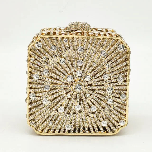 Crystal Minaudiere Clutch - Women's Bridal Evening Bag for Weddings & Galas Handbags The