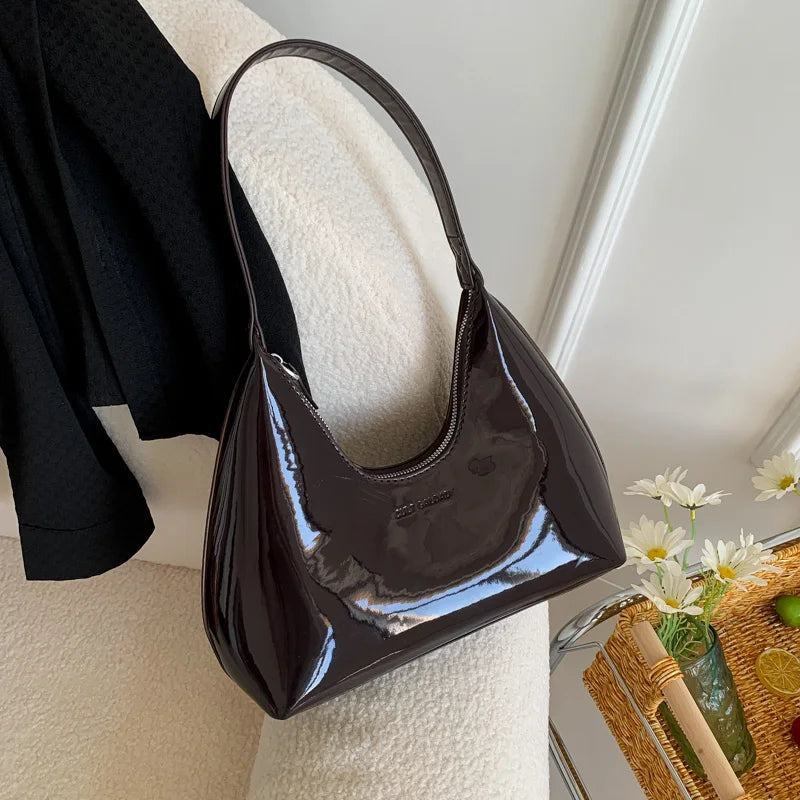 Patent Leather Tote Bag - Women's Waterproof Shoulder Purse for Day-to-Night Wear Handbags The