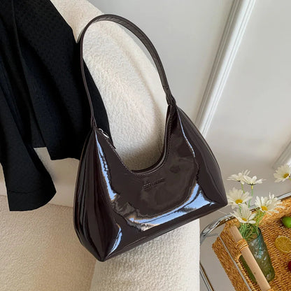 Patent Leather Tote Bag - Women's Waterproof Shoulder Purse for Day-to-Night Wear Handbags The
