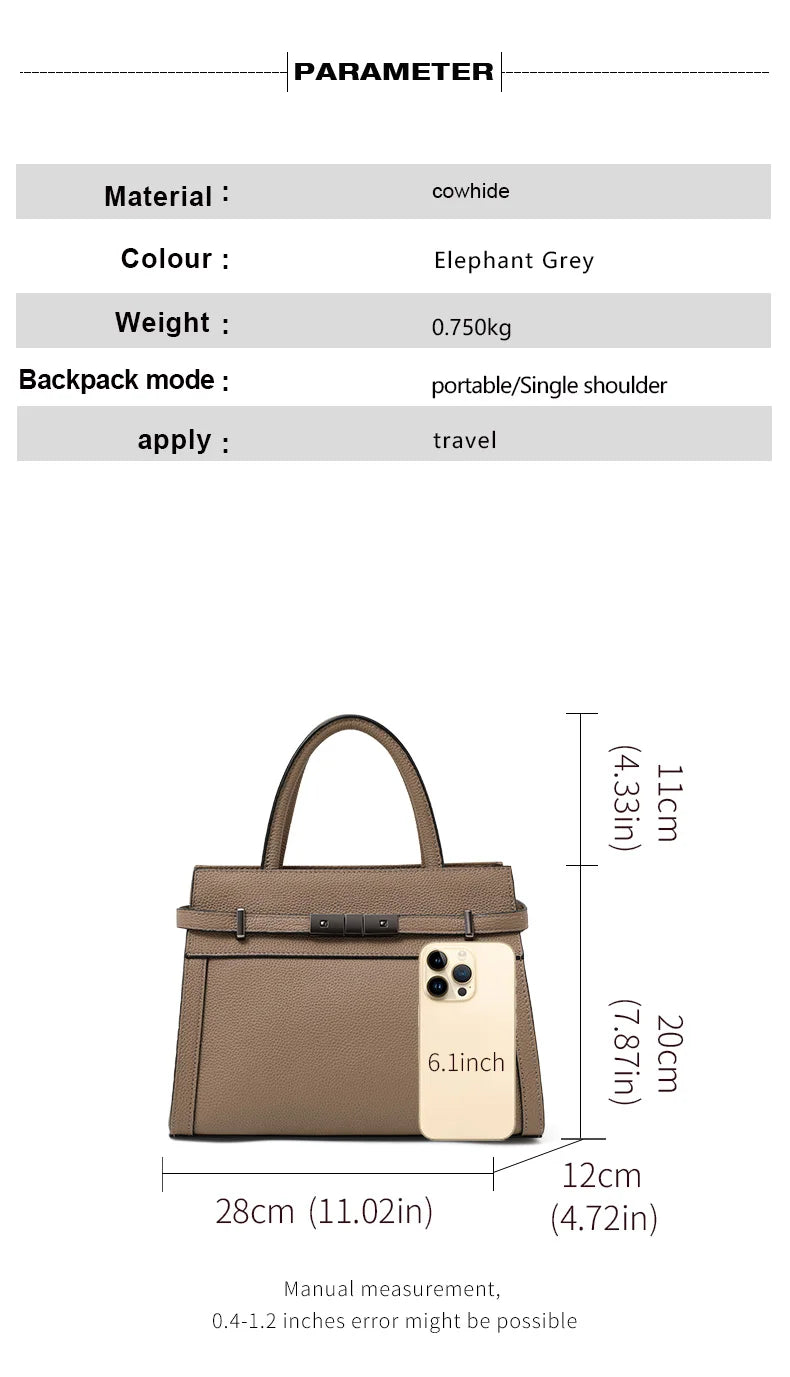 First Layer Cowhide Tote - Women's Genuine Leather Work Bag for Everyday Elegance Handbags The