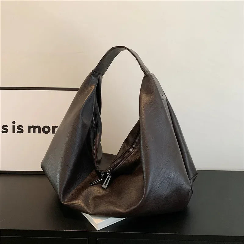 Oversized Hobo Shopper Bag - Women's Soft PU Leather Shoulder & Crossbody Tote Handbags The