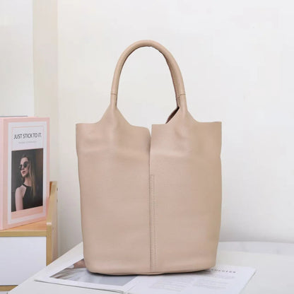 Genuine Leather Bucket Tote - Women's Commuter Shoulder Bag for Work & Weekends Handbags The