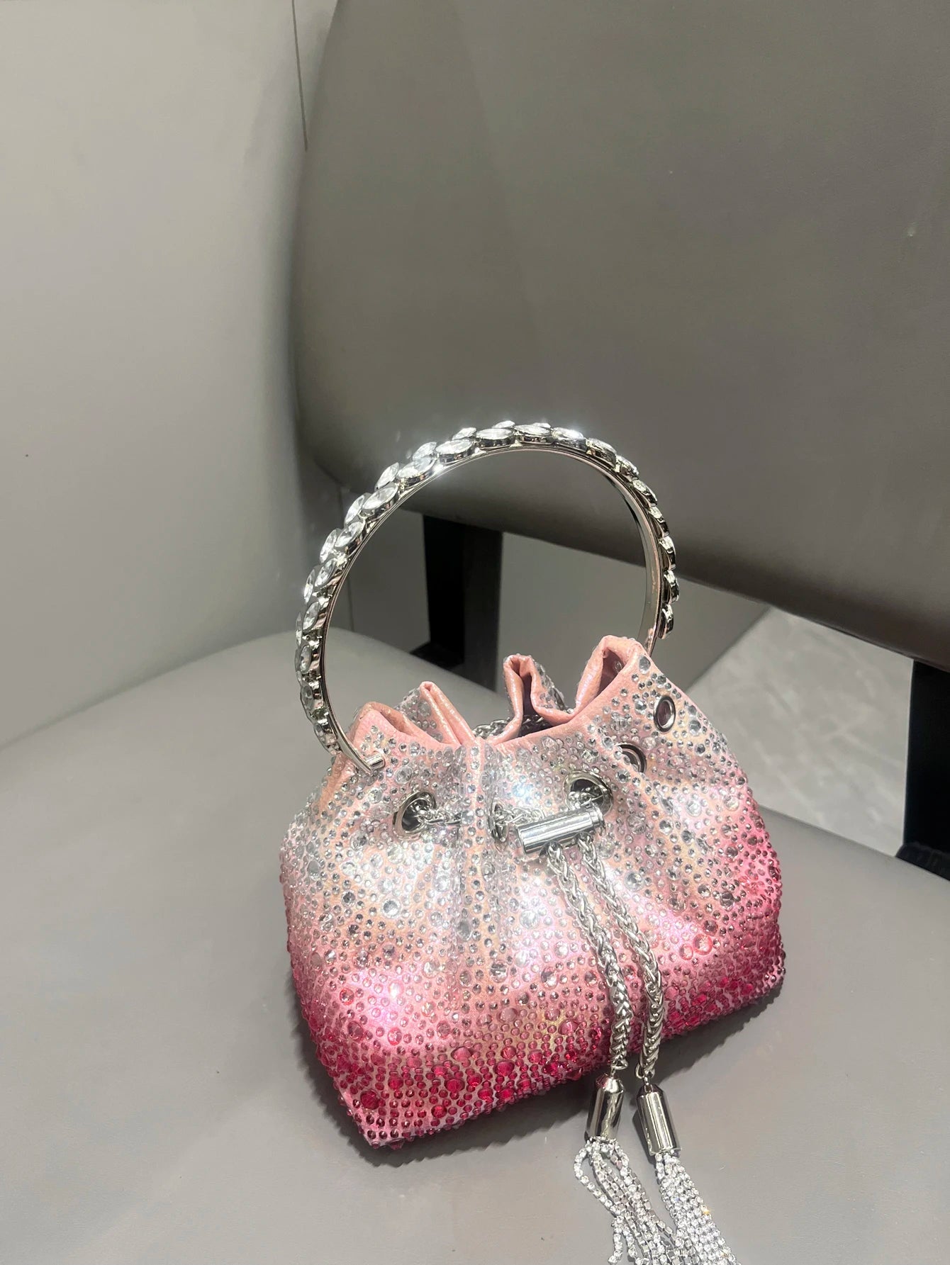 Crystal Bucket Clutch - Women's Shiny Evening Bag for Parties & Special Events Handbags The