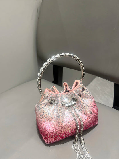 Crystal Bucket Clutch - Women's Shiny Evening Bag for Parties & Special Events Handbags The