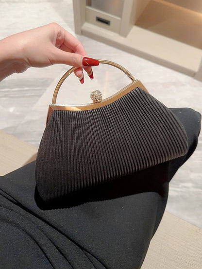 Pleated Rhinestone Evening Bag - Women's Handheld Clutch for Parties & Prom Handbags The
