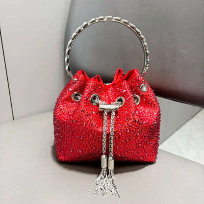 Crystal Bucket Clutch - Women's Shiny Evening Bag for Parties & Special Events Handbags The