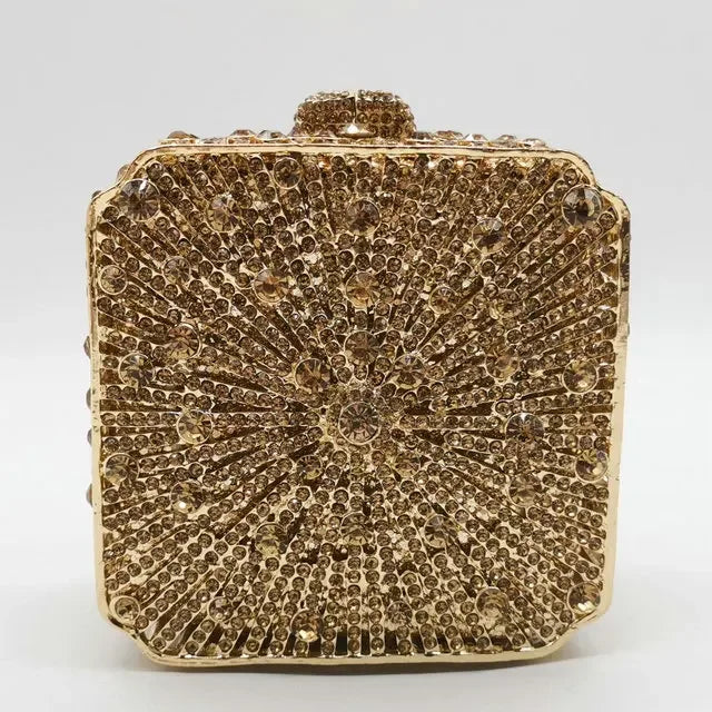Crystal Minaudiere Clutch - Women's Bridal Evening Bag for Weddings & Galas Handbags The