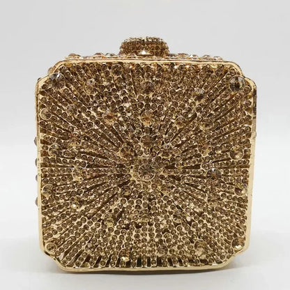 Crystal Minaudiere Clutch - Women's Bridal Evening Bag for Weddings & Galas Handbags The