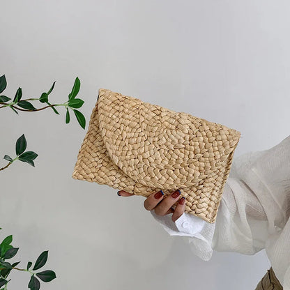 Straw Envelope Clutch - Women's Handmade Summer Purse for Beach & Vacation Handbags The