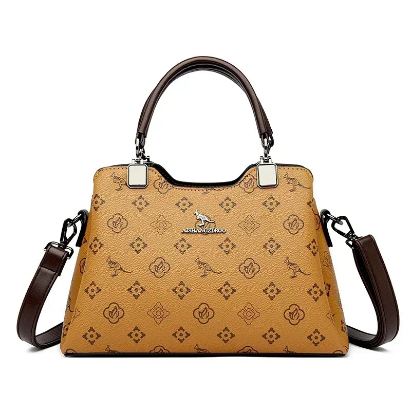 Printed Large-Capacity Tote Bag - Women's Soft Leather Shoulder & Crossbody Purse Handbags The