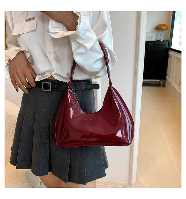 Patent Leather Tote Bag - Women's Waterproof Shoulder Purse for Day-to-Night Wear Handbags The