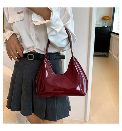 Patent Leather Tote Bag - Women's Waterproof Shoulder Purse for Day-to-Night Wear Handbags The