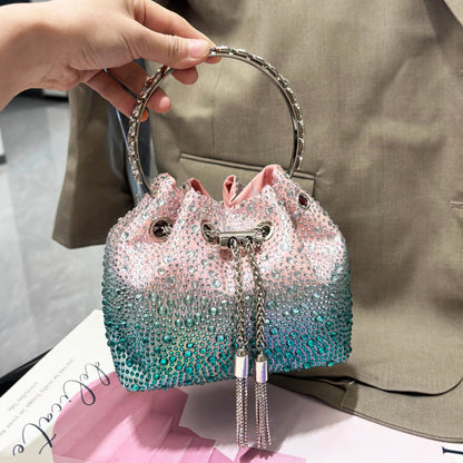 Crystal Bucket Clutch - Women's Shiny Evening Bag for Parties & Special Events Handbags The