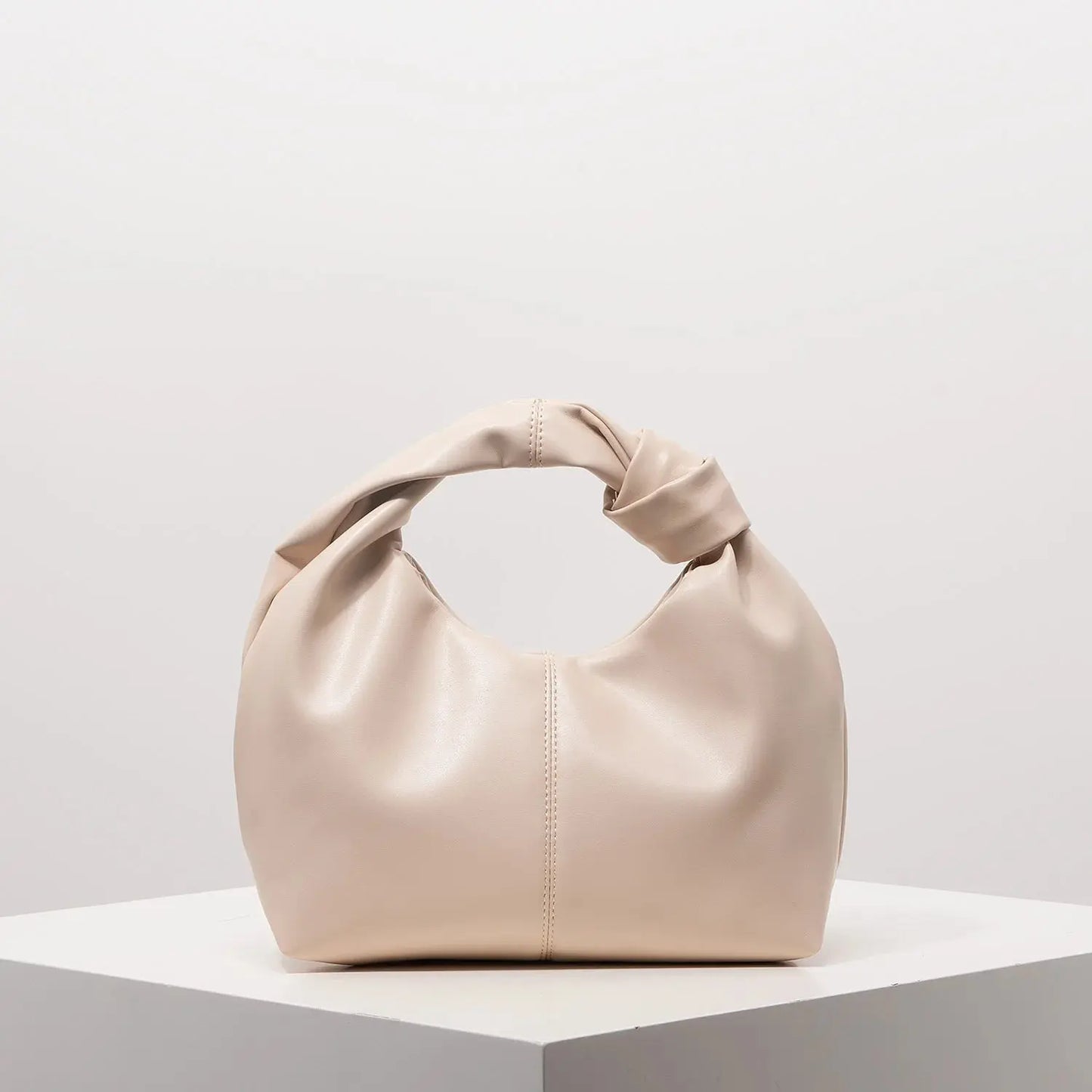 Twist-Handle Square Clutch Bag - Women's Ruched PU Top-Handle Shoulder Bag Handbags The