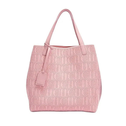 Handcrafted Woven Bucket Handbag - Women's Large-Capacity Solid Color Shoulder Bag Handbags The