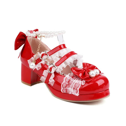 Lolita Bow Mary Jane Pump - Women's Wedding & Cosplay Heels Handbags The
