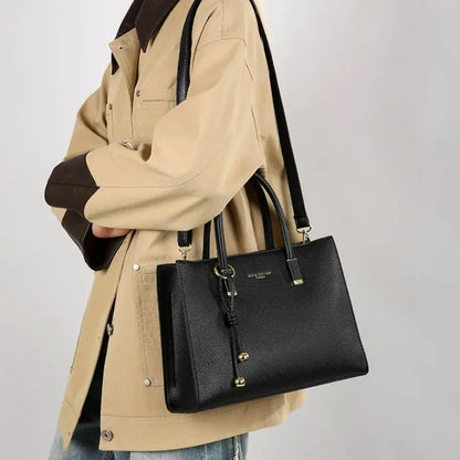 Large-Capacity Triple-Compartment Tote - Women's Synthetic Leather Shoulder & Crossbody Bag Handbags The