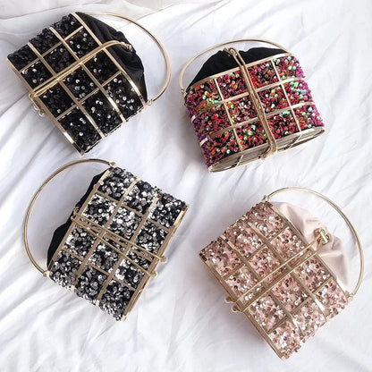 Pearl Accent Evening Clutch - Women's Elegant Handbag for Weddings & Parties Handbags The
