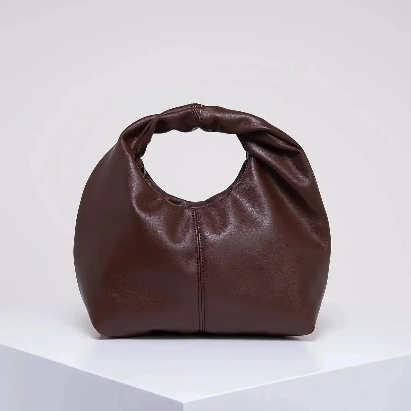 Twist-Handle Square Clutch Bag - Women's Ruched PU Top-Handle Shoulder Bag Handbags The