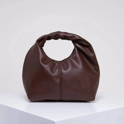 Twist-Handle Square Clutch Bag - Women's Ruched PU Top-Handle Shoulder Bag Handbags The