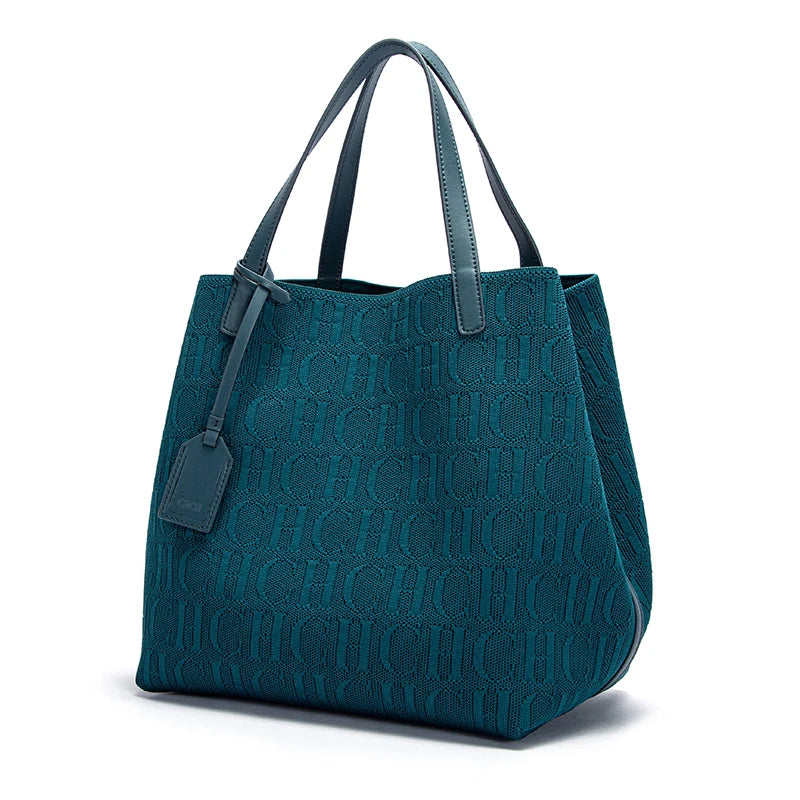 Handcrafted Woven Bucket Handbag - Women's Large-Capacity Solid Color Shoulder Bag Handbags The