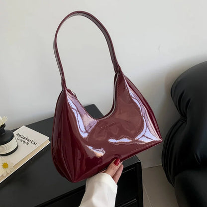 Patent Leather Tote Bag - Women's Waterproof Shoulder Purse for Day-to-Night Wear Handbags The