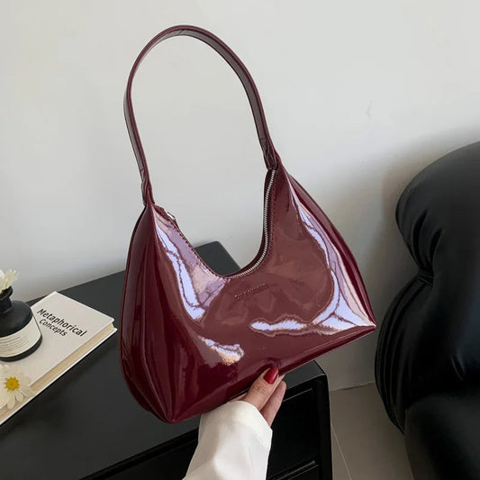 Patent Leather Tote Bag - Women's Waterproof Shoulder Purse for Day-to-Night Wear Handbags The