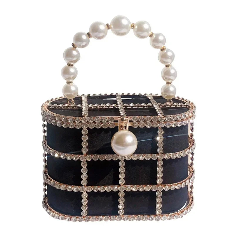 Pearl Accent Evening Clutch - Women's Elegant Handbag for Weddings & Parties Handbags The