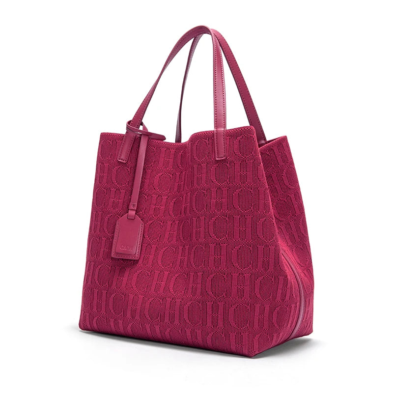 Handcrafted Woven Bucket Handbag - Women's Large-Capacity Solid Color Shoulder Bag Handbags The
