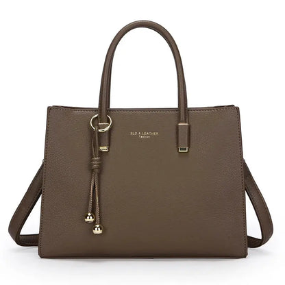 Large-Capacity Triple-Compartment Tote - Women's Synthetic Leather Shoulder & Crossbody Bag Handbags The