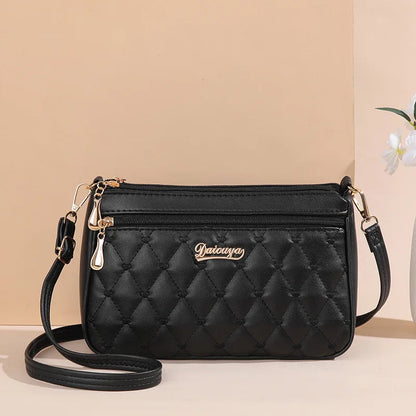 Embroidered Satchel Handbag - Women's PU Leather Messenger Bag with Pom Charm Handbags The